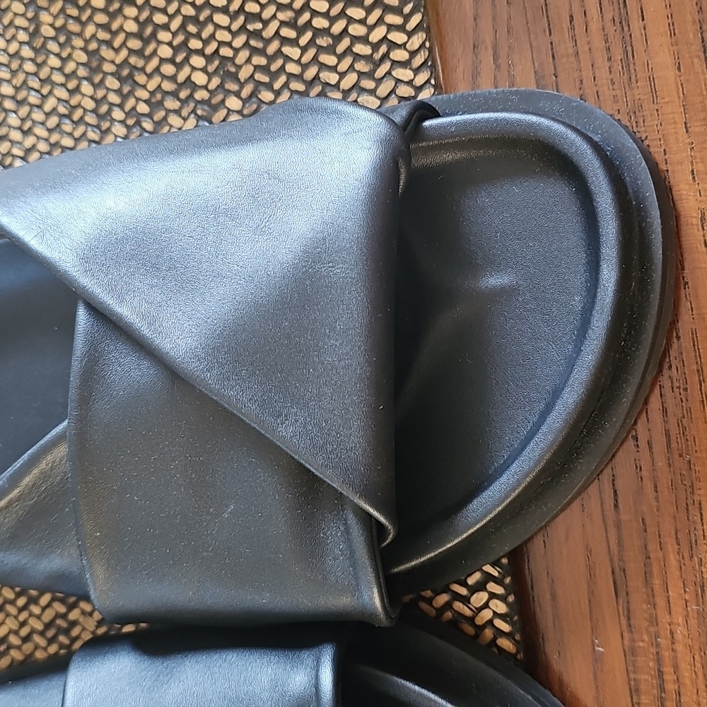 St. Agni Fold Detail Leather Slides - Picture 6 of 7